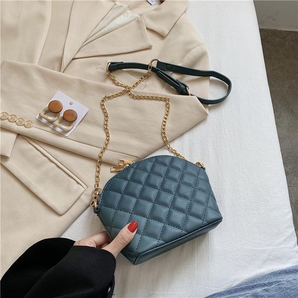 

fashion small wild rhombic design chain pure color soft pu leather messenger shoulder bags 2020 new designer bags c1223