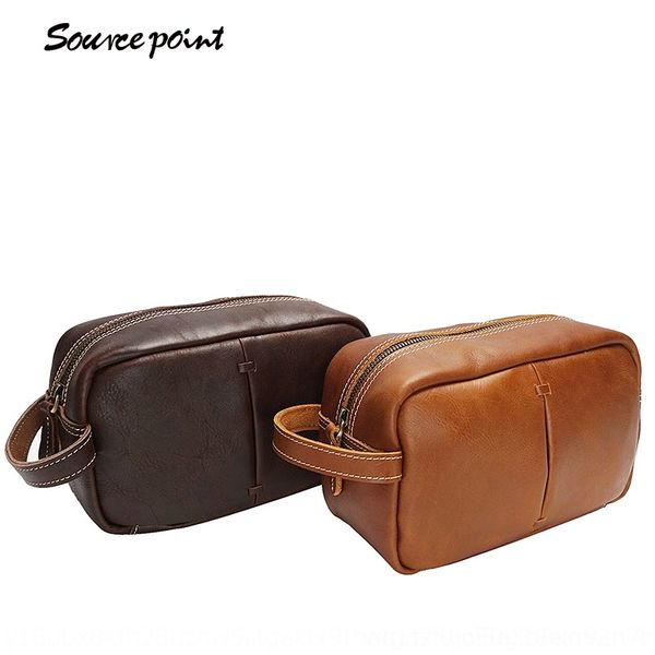 

1wk9q source point 2020 new oily leather hand first cosmetic bagwomen's bag men's hand layer cowhide cosmetic bag d2kms