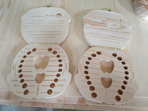 

wholesale-tooth box baby save milk teeth boys/girls image wood storage boxes creative gift for kids travel kit