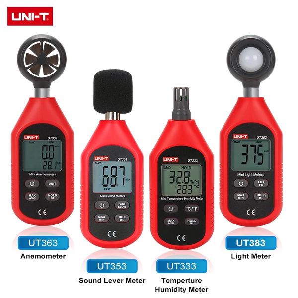 UNI-T UT333 UT353 UT363 UT383 Mini Işık Sayaç Taşınabilir LCD Dijital Sıcaklık ve Nem Metre Anemometre Gürültü Ölçer Lux/FC