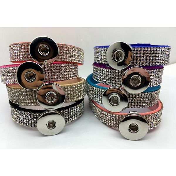 

wholesale ginger snap bracelet 8pcs/lot mix style women fashion rhinestone snap bracelet jewelry fit 18mm s wmtejg lihuibusiness, Golden;silver