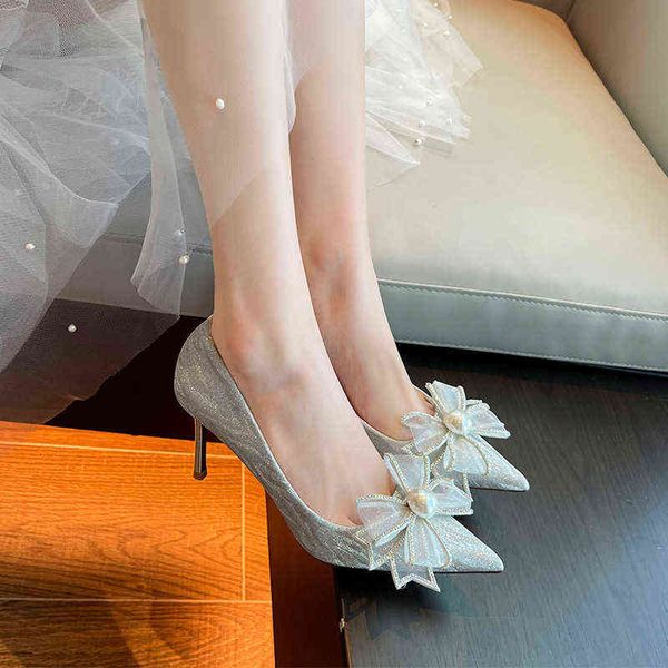 

dress shoes 828-58 pointed high heel's thin heels spring and summer 2022 wedding bride butterfly shoes size 31-43, Black