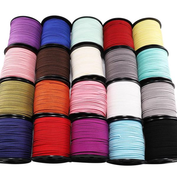 

10m/lot 2.5 mm flat faux suede braided korean velvet leather handmade beading bracelet diy necklace for jewelry making wmthiu, White;red