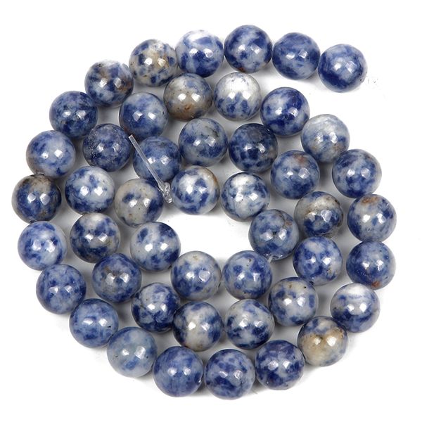 

wholesale 4-12mm round smooth white dot blue natural stone beads loose beads jewelry making diy charm bracelet necklace handmade