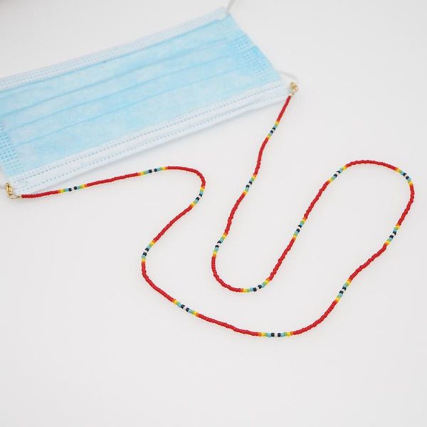 

sunglasses frames 2021 bohemian chic rice beads handmade mask chain anti-loss lanyard holder accessories, Silver