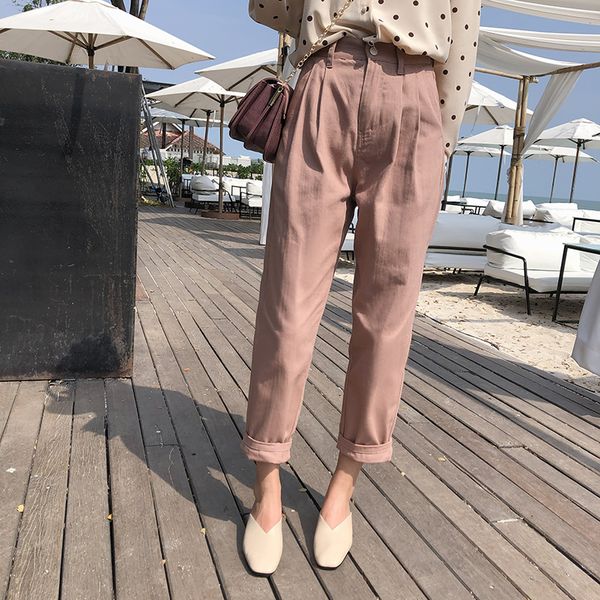 

mishow new women's pants women spring autumn high waist wide leg pants casual loose cropped trousers lj201030, Black;white