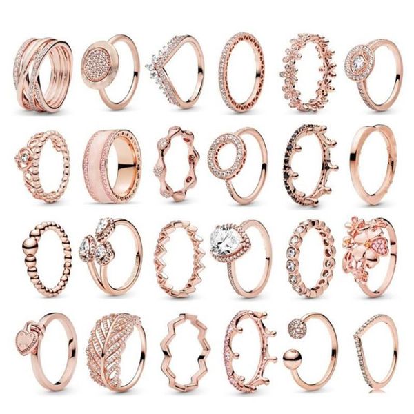 

100% 925 sterling silver rose gold 24 most popular women's pan rings for women wedding party gift fashion jewelry, Golden;silver