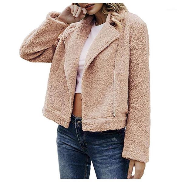 

jaycosin faux fur coat women 2020 fashion winter warm faux outwear ladies casual zipper coat ladies girls cardigan overcoat 9161, Black