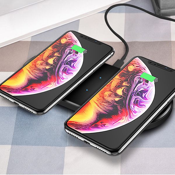 

20w qi wireless charger for samsung s20 huawei xiaomi iphone12 xr dual 10w fast wireless deskcharging dock pad wholesale