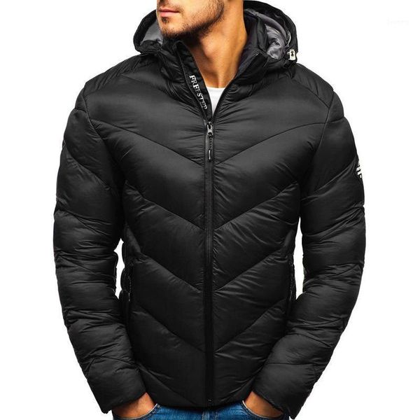 

2020 winter men parka jacket male warm padded hoodied overcoats mens thick zipper solid windbreak coat plus size men clothing1, Black