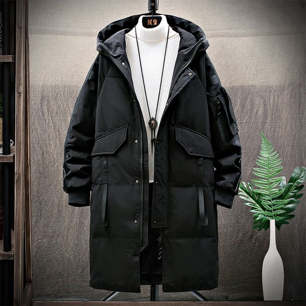 

men's winter down jacket 2020 new zipper casual snug coat windbreaker hooded warm parka puffer jackets for men style, Black