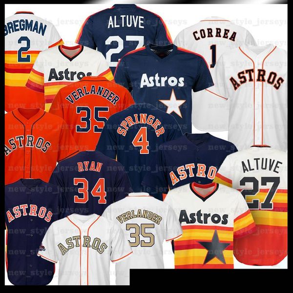 

35 justin verlander 2 alex bregman 27 jose altuve 4 george springer 1 carlos correa 7 craig biggio baseball jerseys, Blue;black