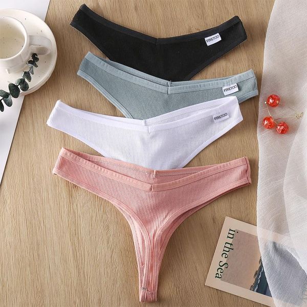 

women's panties v waist g-string comfortable striped thong cotton thongs women t-back underpants -xl female bikini, Black;pink