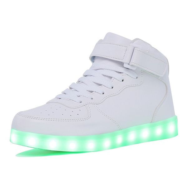 

kriativ adult&kids boy and girl's high led light up shoes glowing luminous sole sneakers for women&men, Black