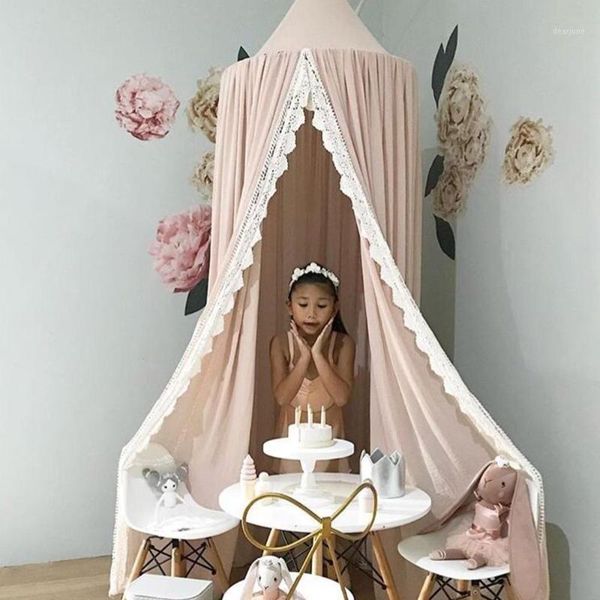 

bed curtain for babies princes round canopy with lace kids room tent bedcover bedding curtain for babies christmas gift hm00941