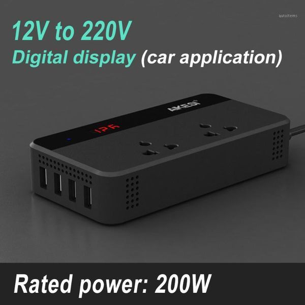 

200w for car power inverter dc 12v to ac 220v auto voltage converter digital display with 4 usb charging ports 220 power sockets1