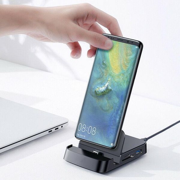 

7 in one type c hub hdmi usb sd tf docking station power adapter mobile phone holder for rapid charging of pc mobile phones jllxub