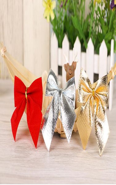 

12pcs lot bows for christmas tree gold silver red colors christmas home party decoration new year's bow xmas bows wmtwnc