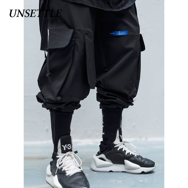 

unsettle 2020ss men/women multi pockets cargo harem jogger pants hip hop casual tactics trousers streetwear harajuku sweatpants lj201007, Black