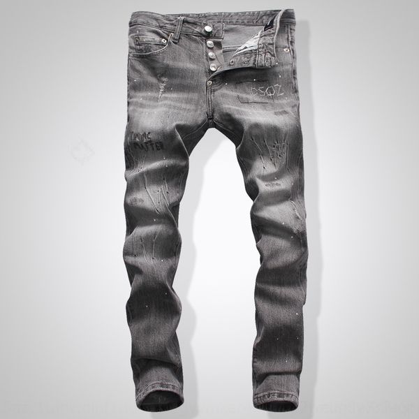 

c5d7i slim feet trend wash jeans jeanspants jeanslow pants and small fit quality nightclub fashion boutique jeans waist spring and summer 0m, Blue