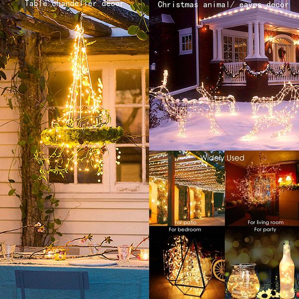 

12m 22m солнечная светодиодные лампы солнечные струнные сказочные огни открытый водонепроницаемый огни зеленый медный провод на рождество св