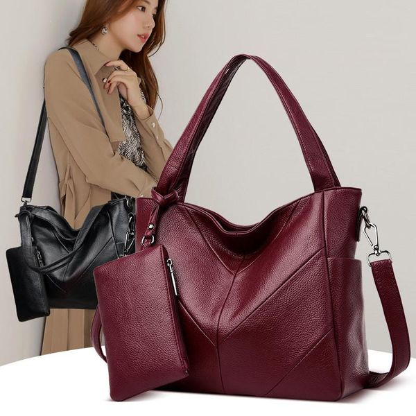 

2020 winter style brand female handbags big casual totes bag large capacity pu leather women shoulder bags & purse