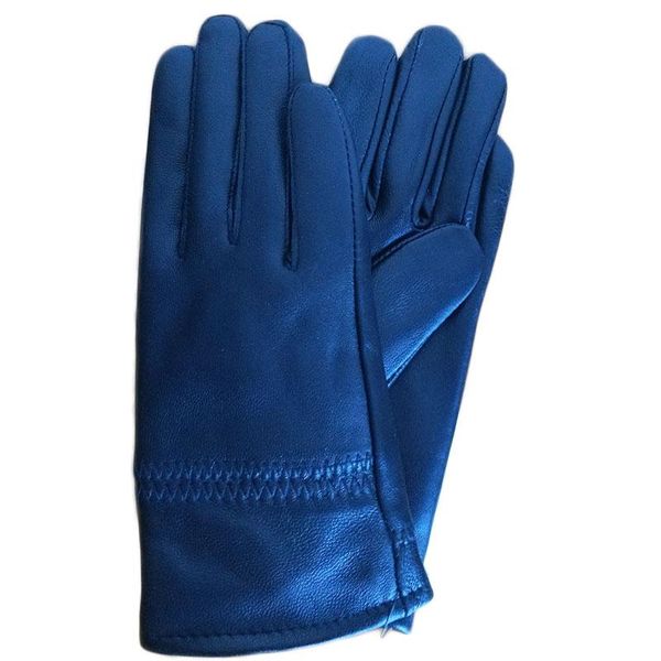 

five fingers gloves female genuine leather real sheep skin girls glove 2021 winter warm ladies, Blue;gray
