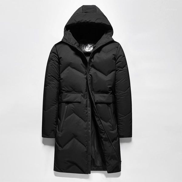 

men's down & parkas long jacket white duck standard casual men's winter jacket1, Black