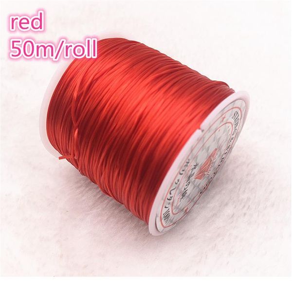

50m/roll red flexible elastic crystal line rope cord for jewelry making beading bracelet wire fishing thread qylpda