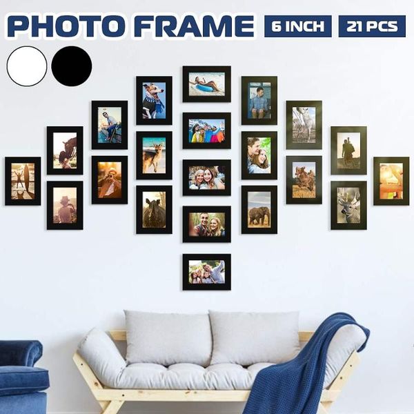 

9/11/21pcs 6 inch p frame set diy combination paper picture p frame wall sticker home decoration staircase living room