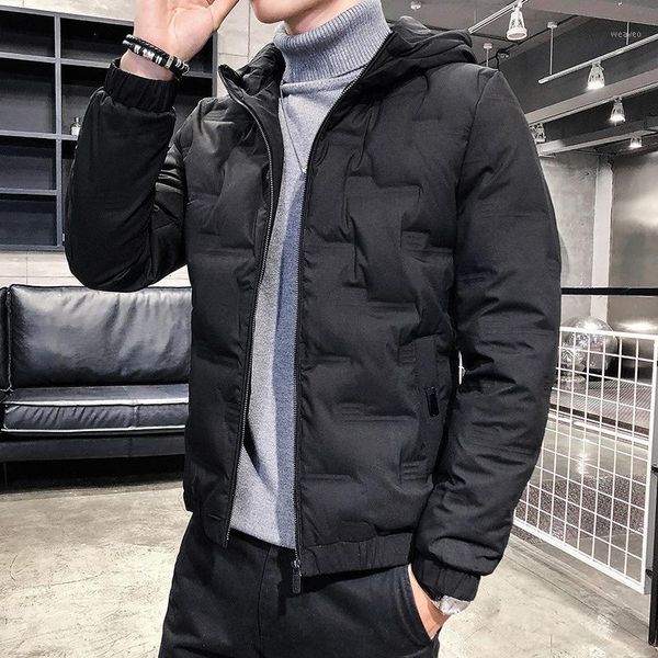 

mimi winter men's coat white duck down thickened warm down jacket short cotton padded coat1, Black