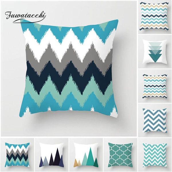 

fuwatacchi double geometric pattern pillow case mountain arrows cushion cover for home sofa decor green decorative pillowcases1