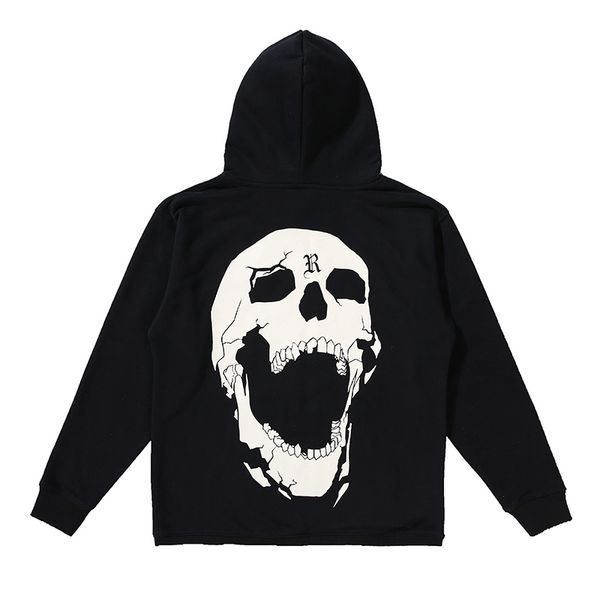 

europe cool autumn winter warm hip hop hooded graffiti skull fleece hoodie hoody casual streetwear sweatshirt, Black