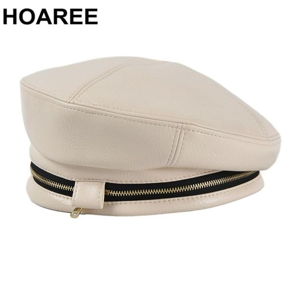 

berets caps for women hats with zipper decoration beige winter hat leather french retro hat designer brand special artist cap, Blue;gray