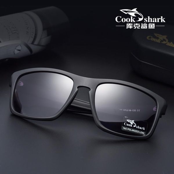 

cook shark korean sunglasses version uv protection of glasses 2020 new tide polarized driver mirror male hatew, White;black