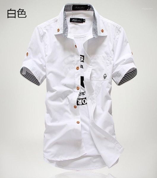 

4 color men shirt 2018 spring summer turn down collar short sleeves casual shirts camisa masculina casual business shirts male1, White;black