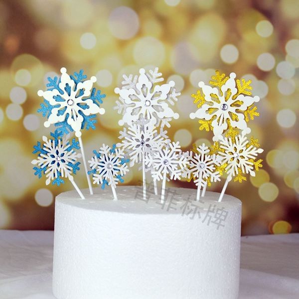 

uiufz double layered three-dimensional diamond inlaid snowcard suit cake party with ice and snowflake diamond cake card plug-in plug-in deco