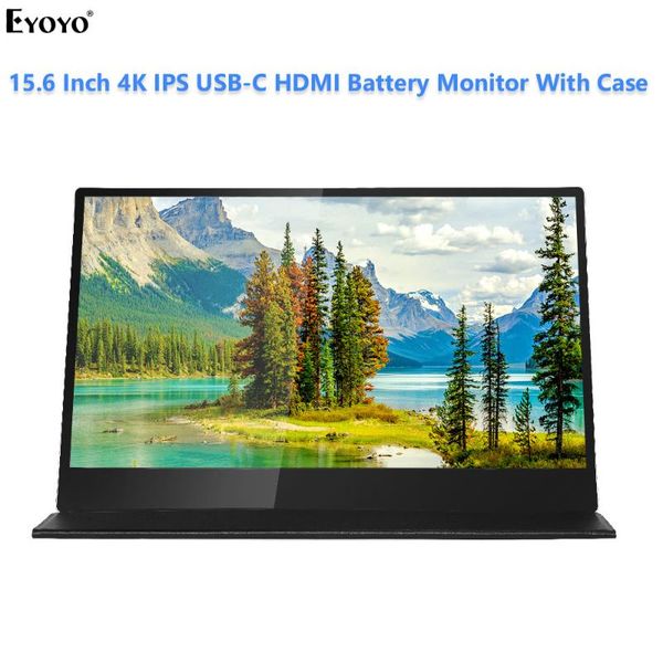 

eyoyo 15.6" 4k ips hdr potable lcd gaming battery monitor usb c hdmi 3840x2160 screen pc lapdisplay for phone ps4 switch