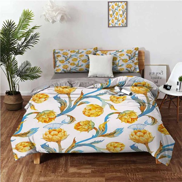 

botanical bouquet with vibrant colors design watercolor artworkbedding 3-piece set
