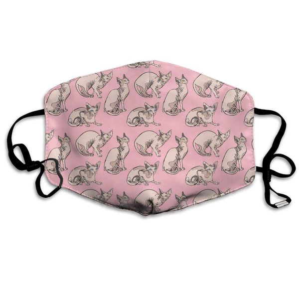 

breathable hairless naked cats sphynx cats pattern pink mouth mask - adjustable earloop anti dust pollution face mask for running cyc