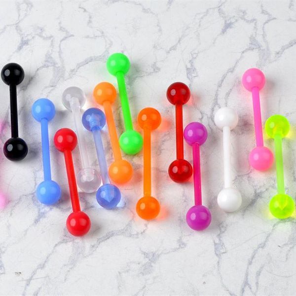 

10pcs/lot colorful flexible uv sile tongue nipple stud bar ring barbell piercing body jewelry 10pcs/lot colorful q bbyysj, Silver