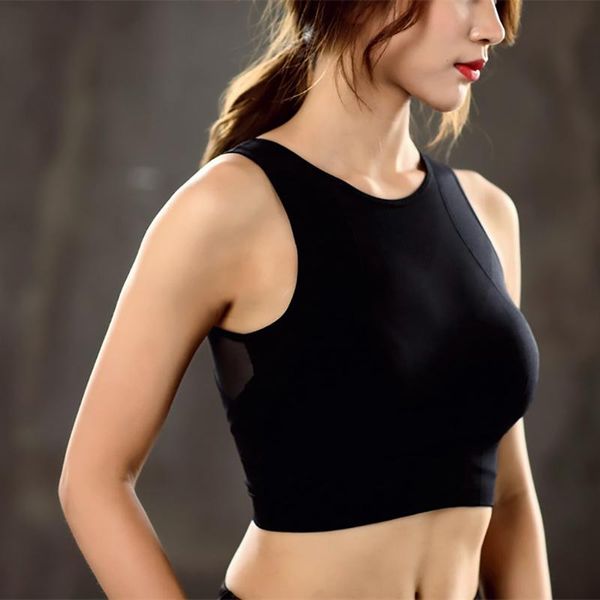 

women breathable mesh sport yoga bra shockproof padded athletic gym running seamless fitness yoga vest sport bra #40, White;black