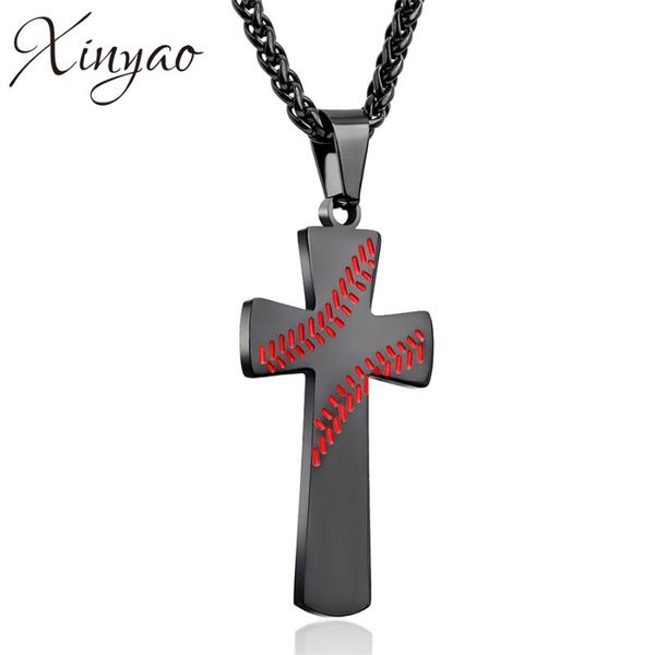 

pendant necklaces xinyao stainless steel cross baseball necklace for women gold silver black sport charm bijoux femme