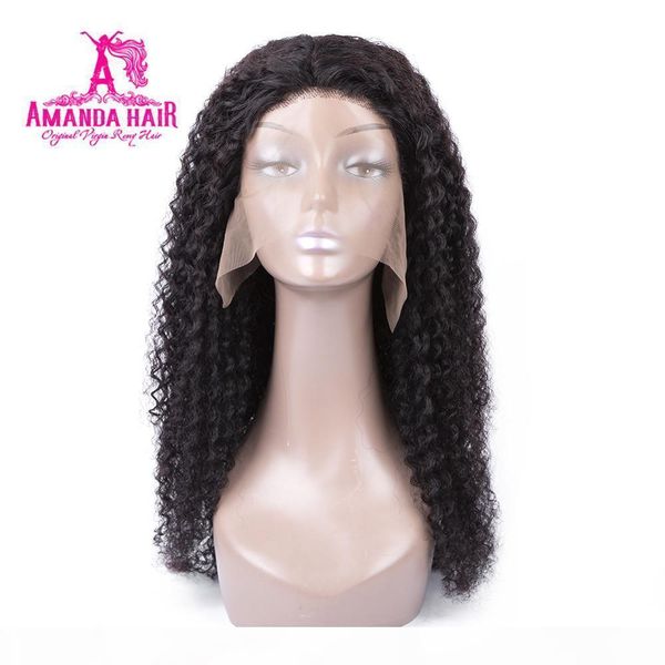 

amanda 13x1 hairline t part kinky curly hair wigs remy 150% density malaysian t lace part human hair wigs for women, Black;brown