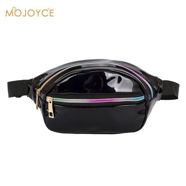 

fanny pack multi-function steam punk leg fashion bag reflective laser shoulder bag women bright leather fanny chest bags