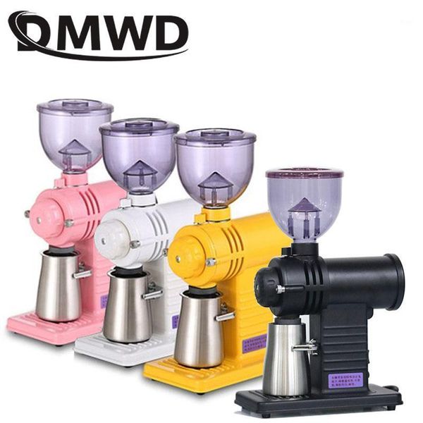 

dmwd electric coffee grinder coffee mill machine stainless steel box flat wheel bean grinding machine 220v red/black1
