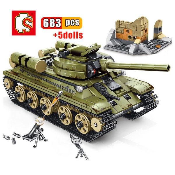 

sembo 683pcs ww2 танк серии советский танк т-34 строительные блоки модель наборы army soldier оружие рисунок человек кирпичи игрушки для дет