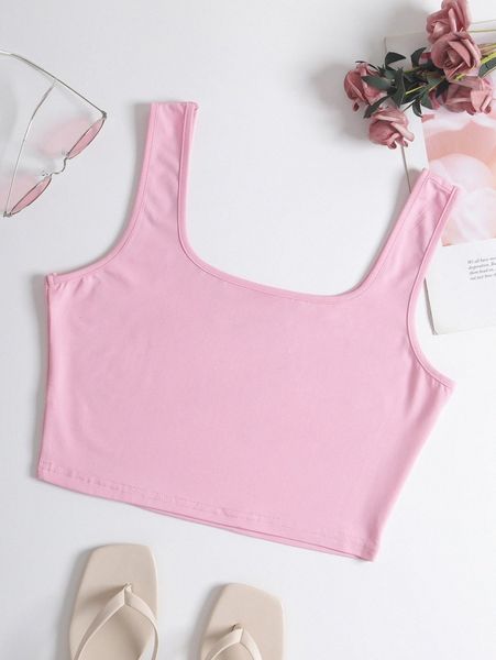 

crop solid tank s27m#, White