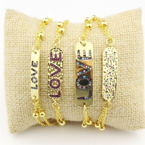 

link, chain 5pcs/lot design love letters cz bracelet,plated cubic zircon component, rosary bracelet wholesale, Black