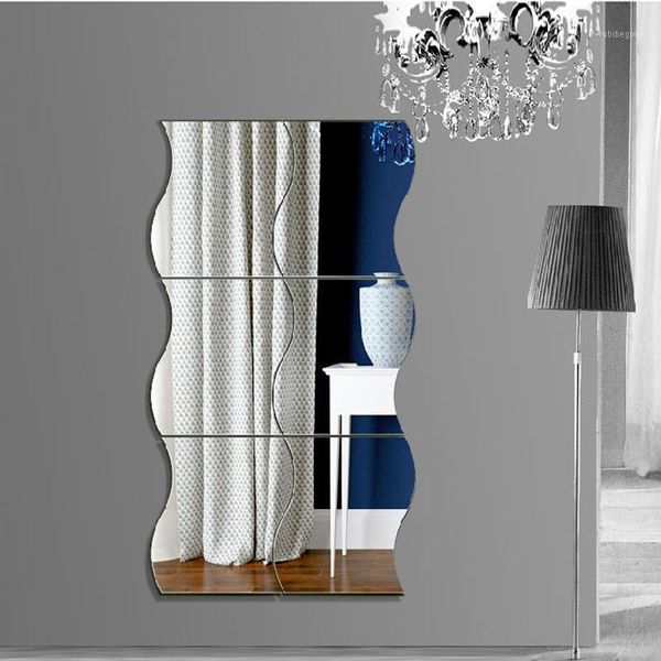

wall stickers 6pcs wave shape mirror creative removable diy 3d art mural decor bedroom bath room home decoration1